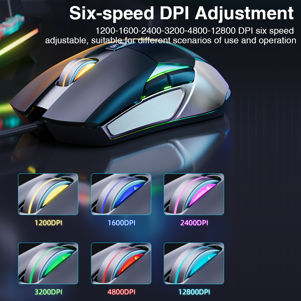 Hp Chuột Quang Có Dây g260 6 Tốc Độ 1200-1600 - 2400-3200 - 4800-12800dpi