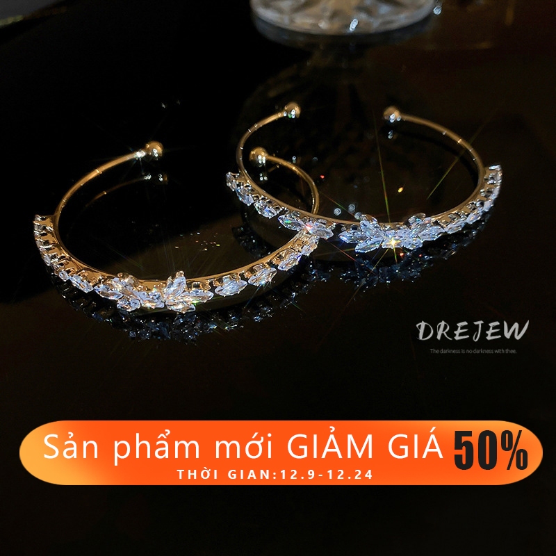 DREJEW Vòng Tay Hở Đính Nơ zircon Nhẹ Nhàng Thời Trang Cao Cấp niche Cá Nhân Hóa Đa Dạng