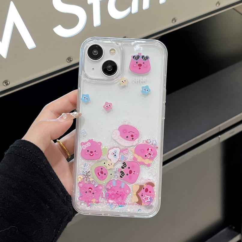 Dễ Thương Ốp Điện Thoại Cứng Trang Trí Cát Kim Tuyến In Hoạt Hình shin Cho iphone 11 12 13 14 15 pro max