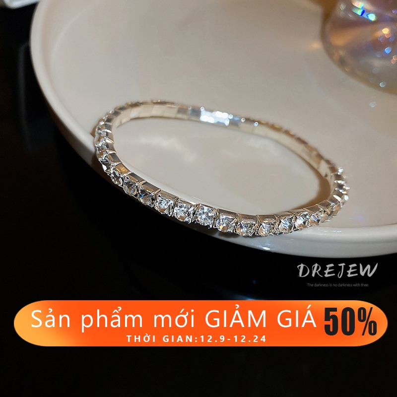 DREJEW Vòng Tay Co Giãn Đính Kim Cương Kim Cương Nhẹ Nhàng Thiết Kế Di Chuyển Đơn Giản niche Phong Cách Hàn Quốc