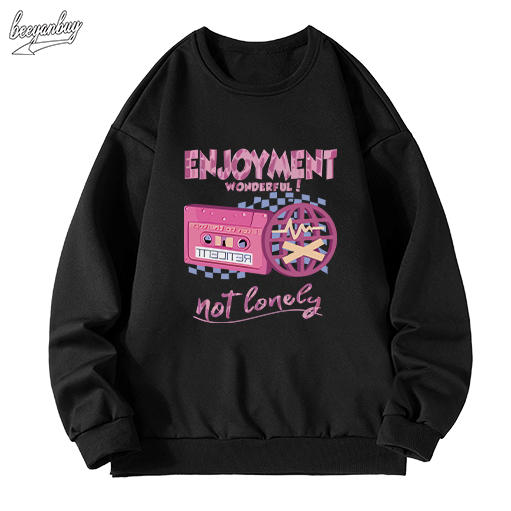 Áo sweater nam đen BEEYANBUY áo nỉ tay dài thời trang in hình pink pattern unisex 100% cotton-Y0589