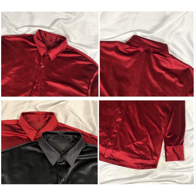 Áo sơ mi tay dài màu đỏ thời trang trẻ trung cho nam hàn quốc áo nam đẹp simple top áo thời trang nam fashion áo sơ mi nam dài tay