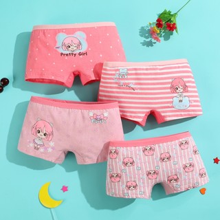 Smy Set 4 Quần Lót cotton Mềm Mại Thoáng Khí In Họa Tiết Hoạt Hình Dễ Thương Thời Trang Cho Bé Gái Từ 2-15 Tuổi