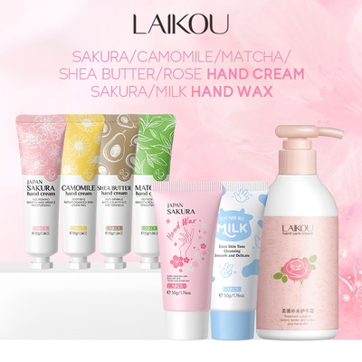 Laikou set 4 Kem Dưỡng Da Tay Chiết Xuất Hoa Anh Đào / camomile / matcha / Bơ Hạt Mỡ