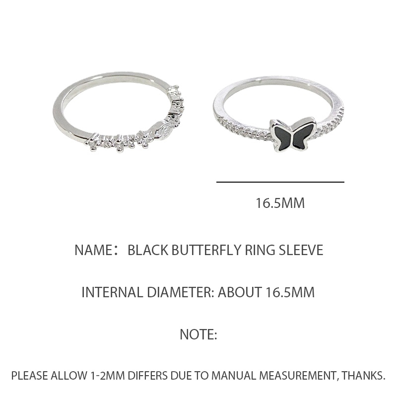 ✨✨Bộ 2 nhẫn bạc  bướm đính đá thời trang cho nữ