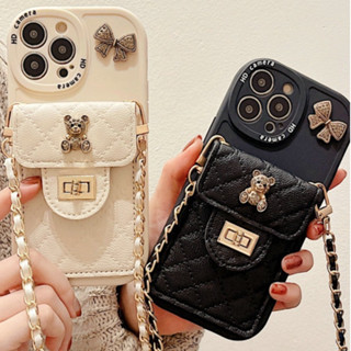 Điện Thoại Ốp Lưng Ví Hình Con Gấu Và Bướm Cho iphone 15promax 15 14 13 12 11 pro xs max 7 8plus