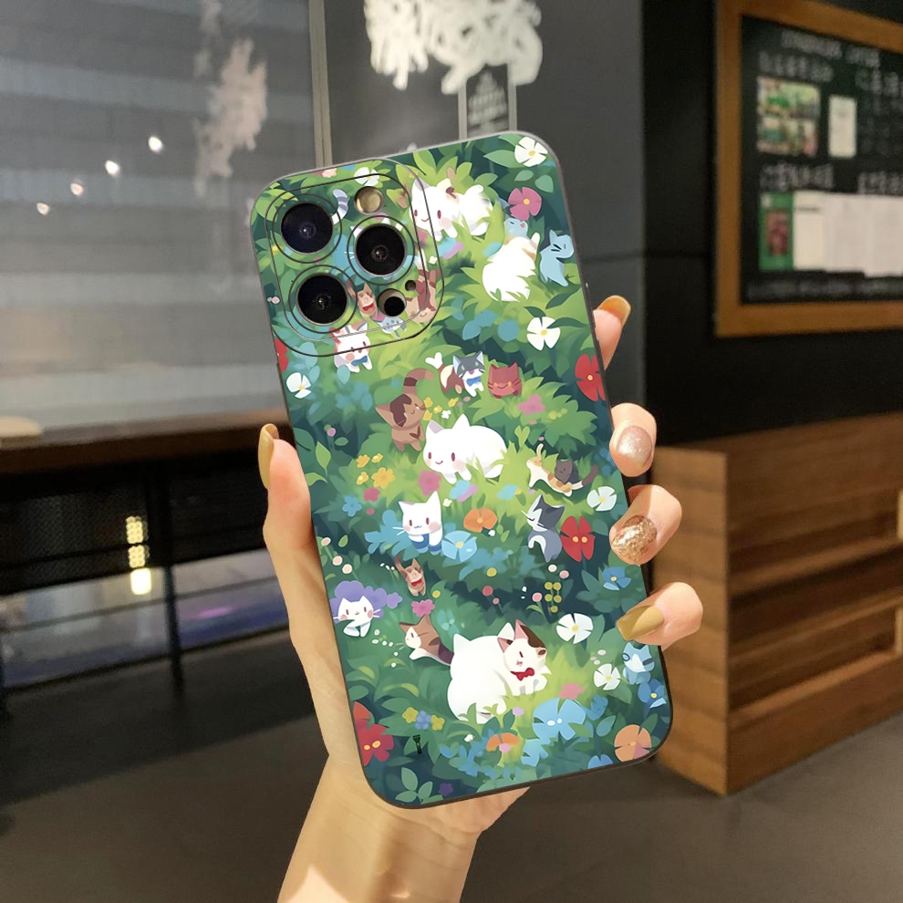 Bao Da Điện Thoại Viền Vuông Họa Tiết Hoa Và Mèo Cho xiaomi redmi note 11 pro 5g 11s 10 pro 4g 10s redmi 10c 9c a2 a1 Ốp