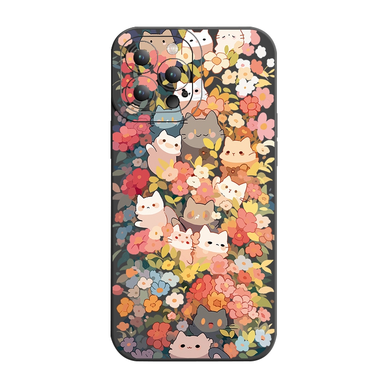 Bao Da Điện Thoại Viền Vuông Họa Tiết Hoa Và Mèo Cho xiaomi redmi note 11 pro 5g 11s 10 pro 4g 10s redmi 10c 9c a2 a1 Ốp