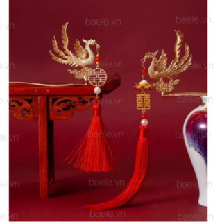 Trâm cài tóc cô dâu hình chim phượng hoàng đính đá sang trọng