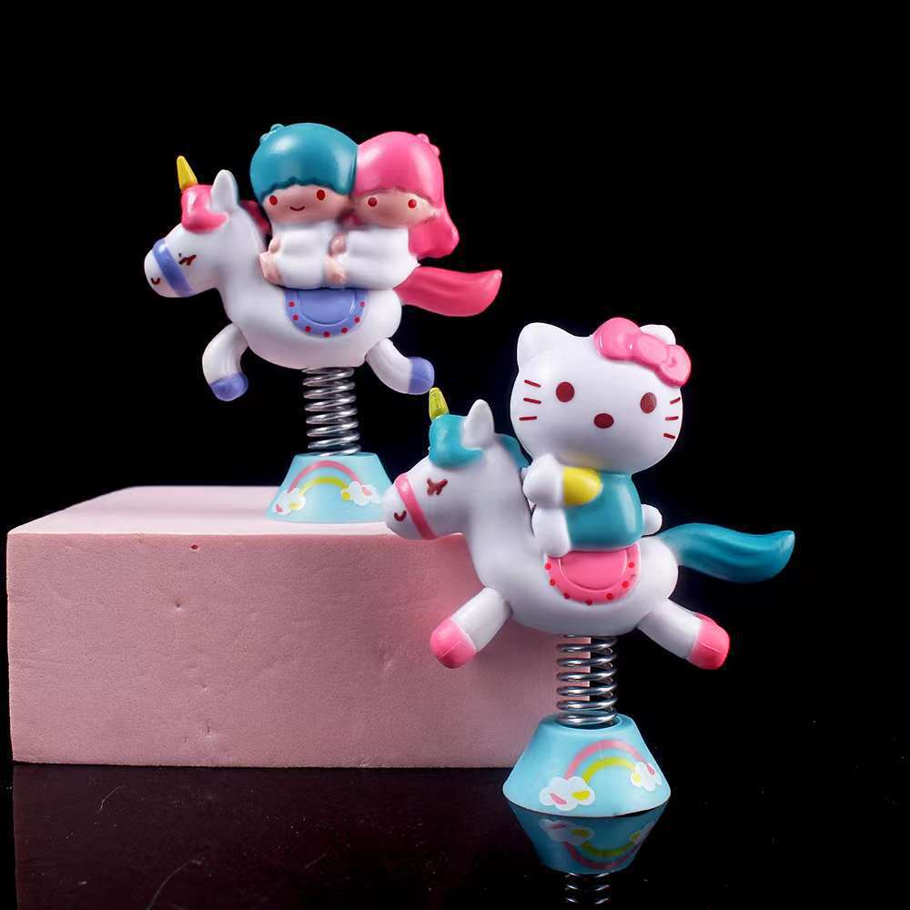 Bộ 6 Mô Hình Nhân Vật sanrio spring Carolousel hello kitty kuromi my melody cinnamoroll Bằng pvc
