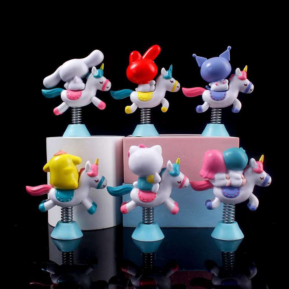 Bộ 6 Mô Hình Nhân Vật sanrio spring Carolousel hello kitty kuromi my melody cinnamoroll Bằng pvc