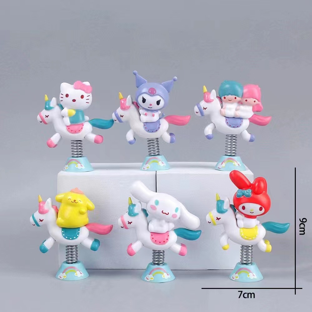 Bộ 6 Mô Hình Nhân Vật sanrio spring Carolousel hello kitty kuromi my melody cinnamoroll Bằng pvc