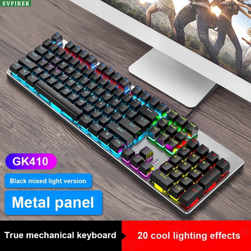 GK410 Bàn phím cơ đèn LED hỗn hợp 104 phím Bàn phím chơi game RGB có đèn nền Bàn phím có dây có thể 