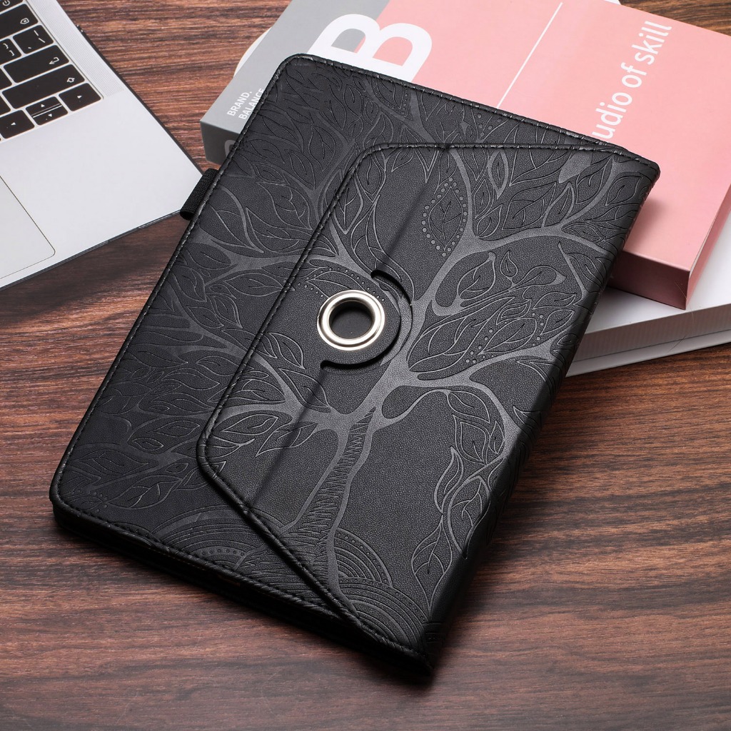 Thời trang 360 ° vỏ giá xoay chất lượng cao 3D cây phong cách lật bằng da PU bìa cho Samsung Galaxy Tab A9 8.7"/Tab A9+ 2023 11.0inch SM-X216 X215 X210 X115 X110 5G WI-FI LTE