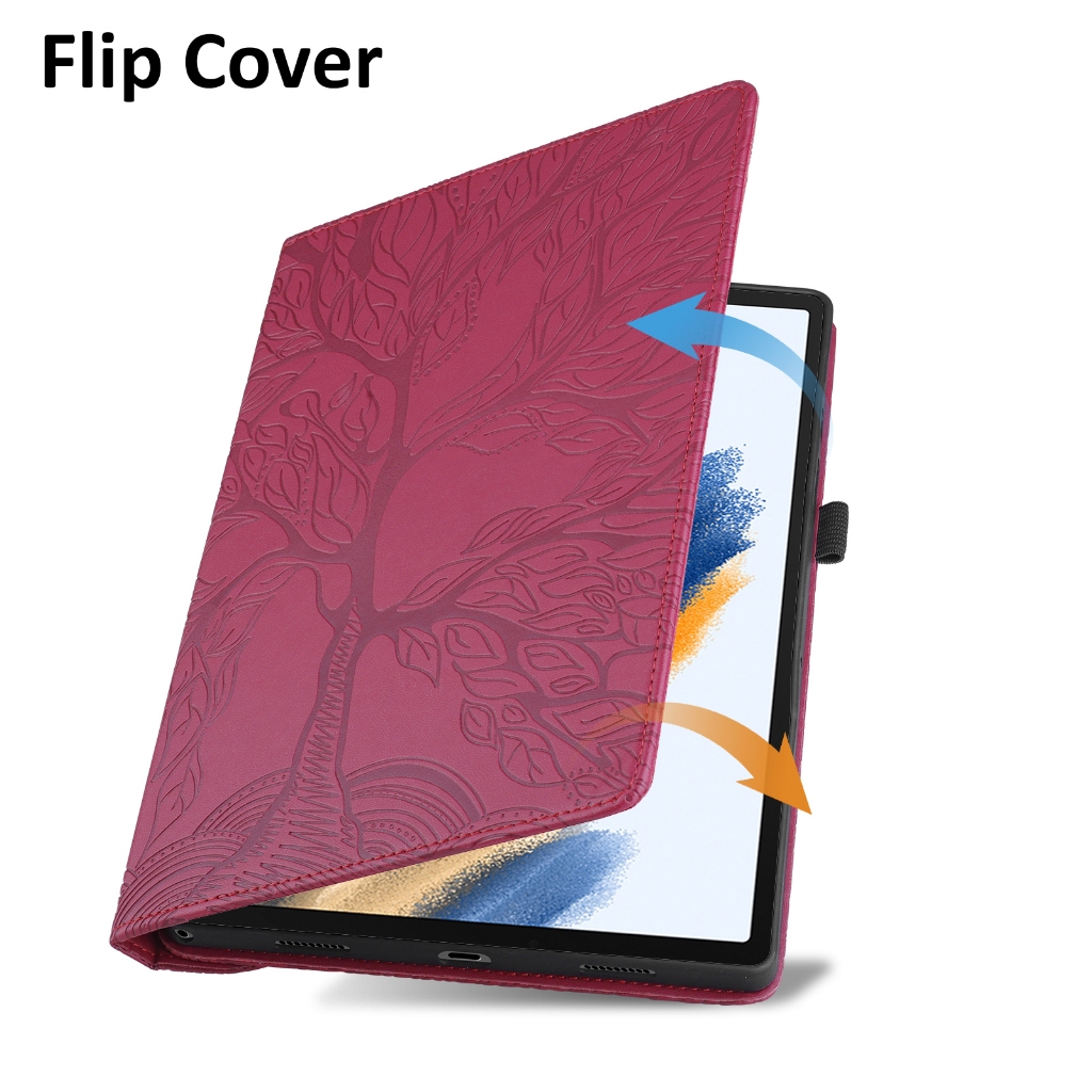 Thời trang 360 ° vỏ giá xoay chất lượng cao 3D cây phong cách lật bằng da PU bìa cho Samsung Galaxy Tab A9 8.7"/Tab A9+ 2023 11.0inch SM-X216 X215 X210 X115 X110 5G WI-FI LTE