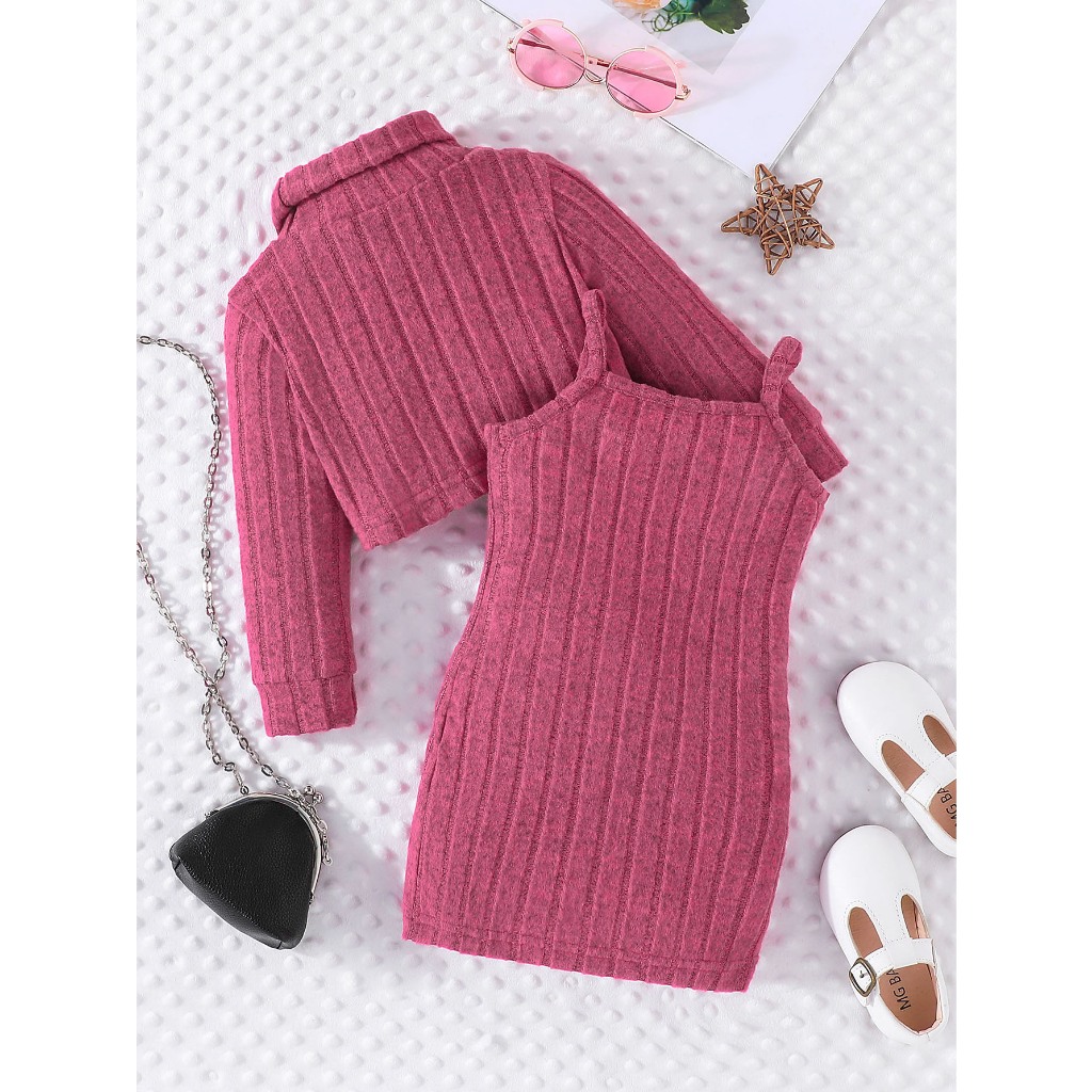 Bộ Đồ Bé Gái Gồm 2 Món Áo Thun Tay Dài váy yếm hai dây Họa Tiết Sọc Caro Set Quần Áo Cho Bé Trẻ em 6 Tháng - 3 Tuổi Sơ Sinh