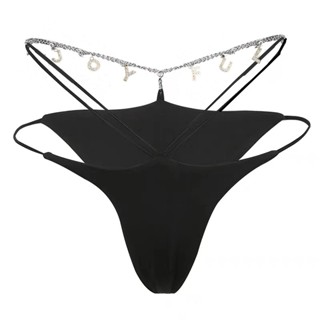 【 L M --40kg-65kg   Quần Lót ICE Thông NY-00235 Dây Xích Màu Trơn Mặt Sau Kim Loại Hình Chữ T Nữ Bạn Thân Quần Lót Đồ Lót Nữ