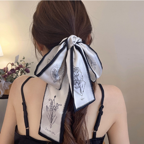 Thanh Lịch Tóc Lụa Khăn Dài Bện Tóc Mũ Đội Đầu Cảm Giác Nơ Phụ Kiện Tóc