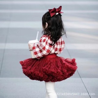 Bộ áo sweater + chân váy tutu + chân váy lưới tutu công chúa nhỏ cho bé gái