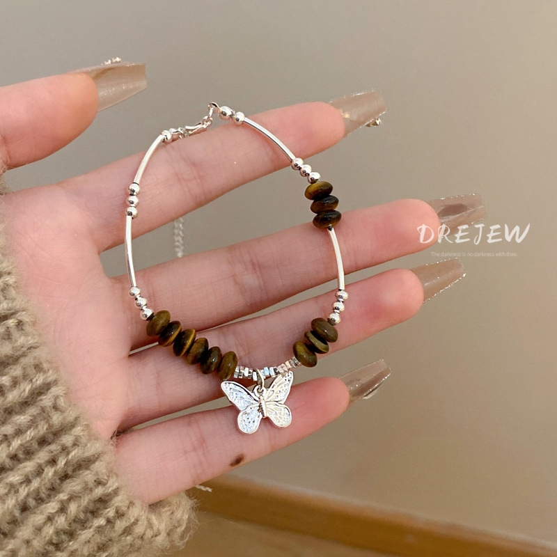 DREJEW Vòng Đeo Tay Đá Mắt Hổ Dạng Bóng Tròn Bướm Hình Học Cao Cấp niche Đa Năng Mới hypoallergenic