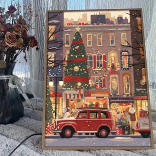  JINYOU 30*40 40*50cm  Giáng sinh tranh tô màu theo số màu acrylic tranh trang trí giáng sinh Quang cảnh đường phố 
