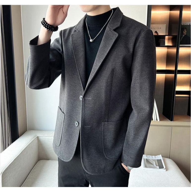 Áo Khoác blazer Vải Len Phong Cách Hàn Quốc Thời Trang Cho Nam