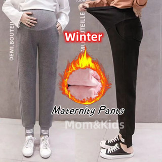 Mẹ & Trẻ Em Quần Dài Thể Thao Lót Lông Cừu Dày Dặn Giữ Ấm Bụng Mặc Ngoài Trời Mùa Thu Đông Cho Bà Bầu seluar mengandung