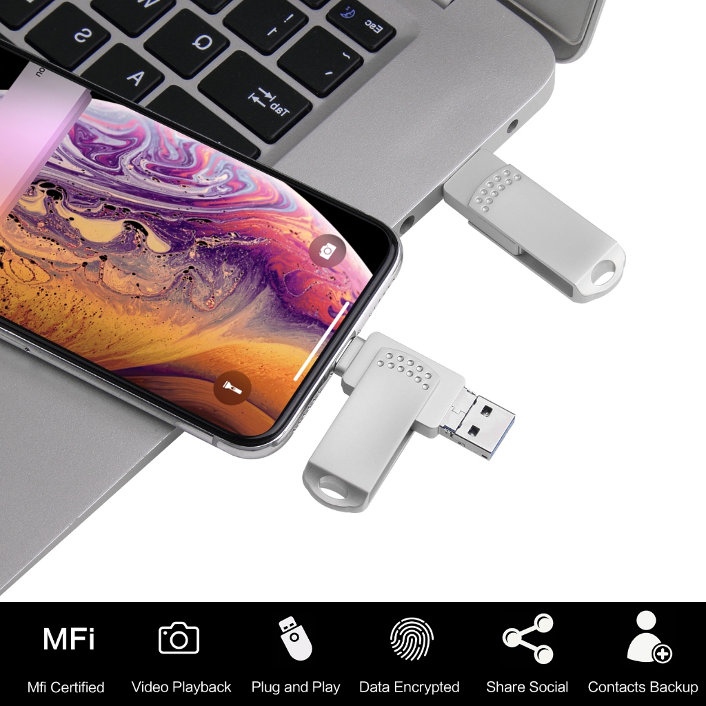 Ổ Đĩa flash usb 2tb 3 Trong 1 Cho iphone 11 12 14 pro ipad otg android
