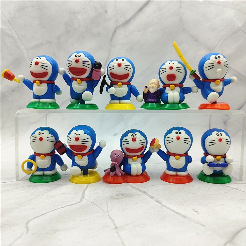 Set 10 Mô Hình Mèo Máy doraemon 5cm Dễ Thương