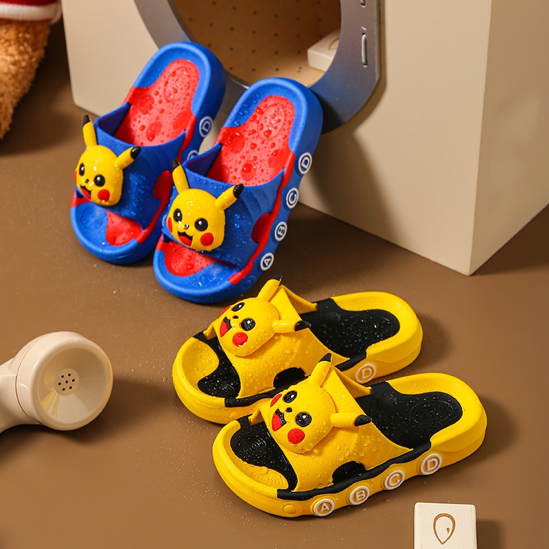 Trẻ Em Hoạt Hình Pikachu Dép Mềm Bé Trai Bé Gái Nhà Trong Nhà Cha Mẹ-Con Dép Đeo Chống Trơn Trượt Sz2441