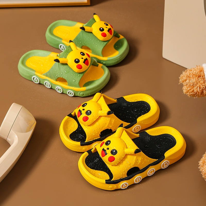 Trẻ Em Hoạt Hình Pikachu Dép Mềm Bé Trai Bé Gái Nhà Trong Nhà Cha Mẹ-Con Dép Đeo Chống Trơn Trượt Sz2441