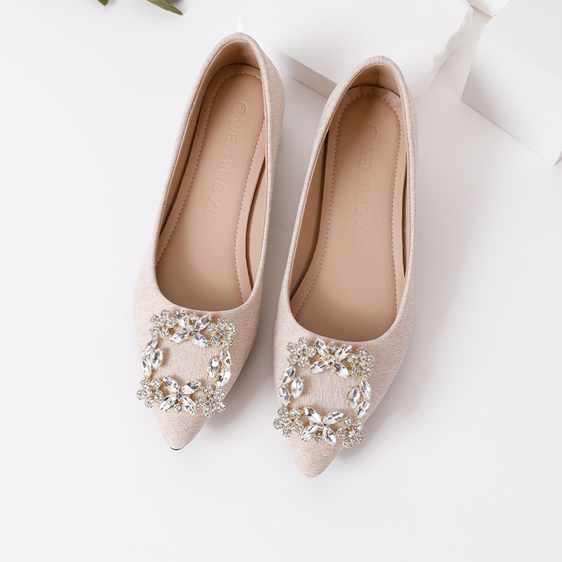 Giày Cao Gót 3Cm Mũi Nhọn Đính Đá Hình Bông Tuyết size 35-42 Cho Phù Dâu