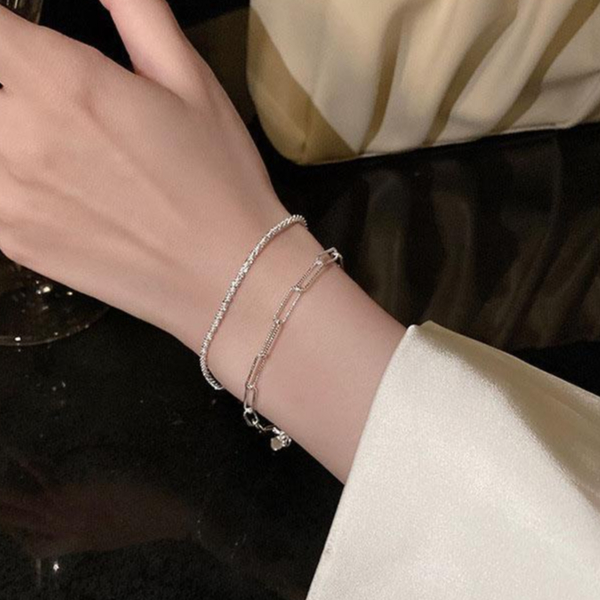 miumiua🔮Vòng Tay Bạc Mặt Vuông Rỗng Họa Tiết Ngôi Sao Rỗng Thời Trang Hàn Quốc Cho Nữ
