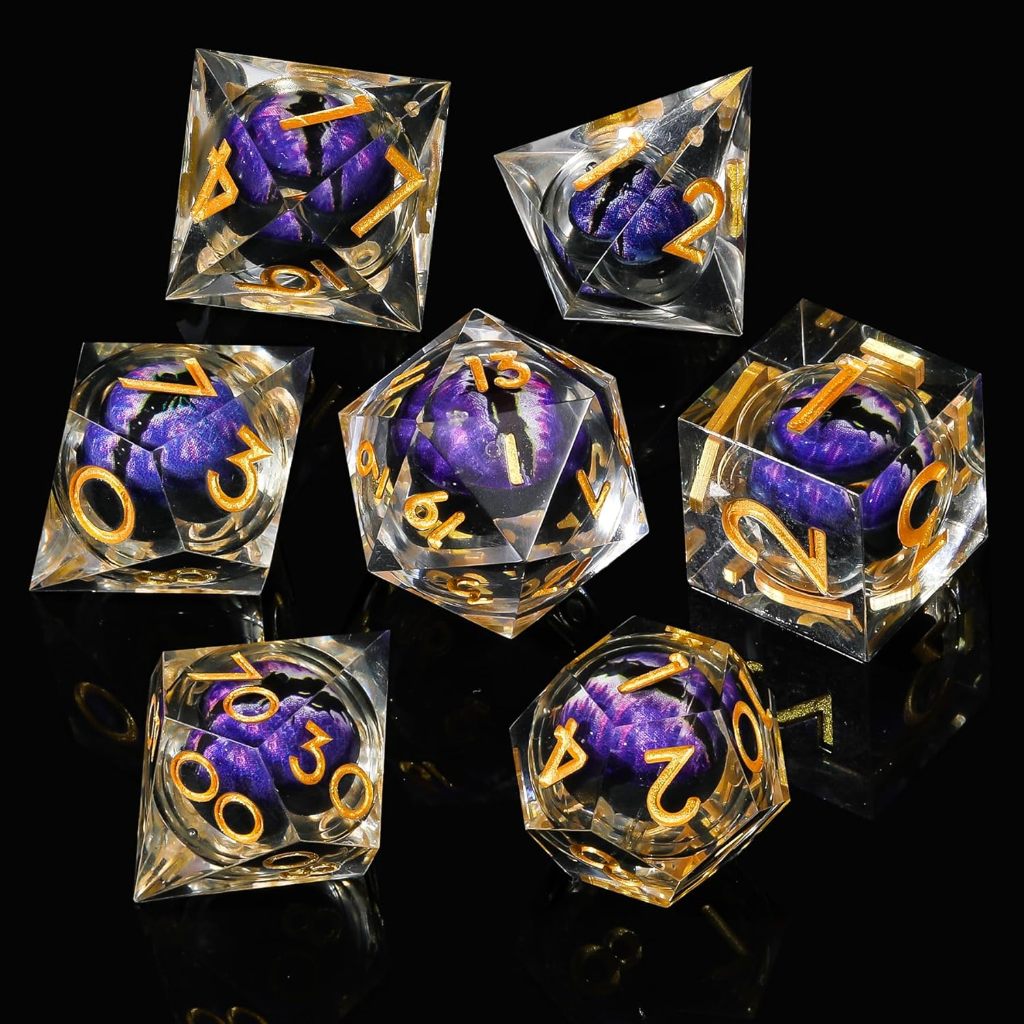 Bộ xúc xắc DND 7 viên Handmade đa chiều Dungeons & Dragons Nhựa Spiked kèm hộp DND RPG MTG Trò chơi 