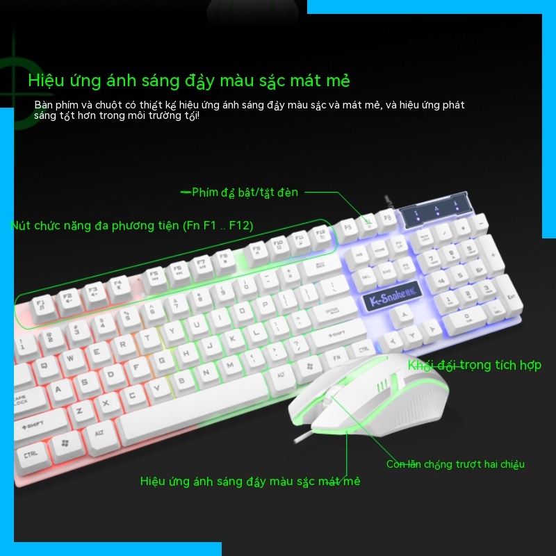 Bộ Bàn Phím Và Chuột Chơi game viper km-320 Nhiều Màu Sắc