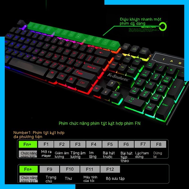 Bộ Bàn Phím Và Chuột Chơi game viper km-320 Nhiều Màu Sắc