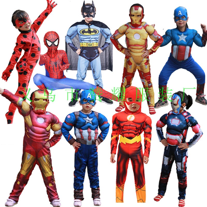 Bộ Áo Liền Quần Hóa Trang Siêu Anh Hùng Cơ Ngực captain america hulk iron man Nhện Cho Trẻ Em