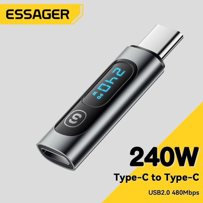Đầu chuyển đổi ESSAGER Type C sang Type C 240W chất lượng cao