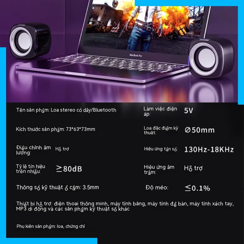 Loa Máy Tính Để Bàn mini Siêu Trầm Có Dây Mang Đi Tiện Dụng