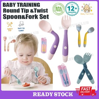 Thìa dĩa tập xúc cho bé tay cầm có thể uốn cong/ thìa dĩa uốn cong cho bé/ Bộ thìa dĩa ăn dặm uốn dẻo cho bé