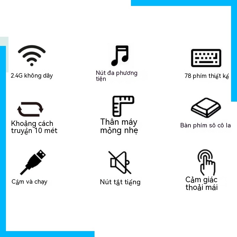 Bộ Bàn Phím Và Chuột Không Dây 2.4g 78 Phím