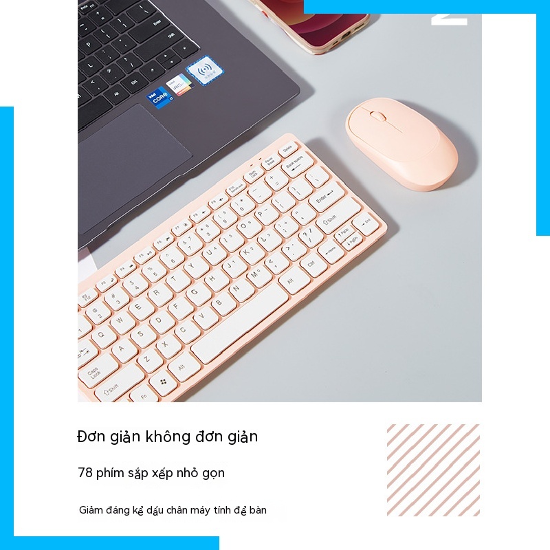 Bộ Bàn Phím Và Chuột Không Dây 2.4g 78 Phím