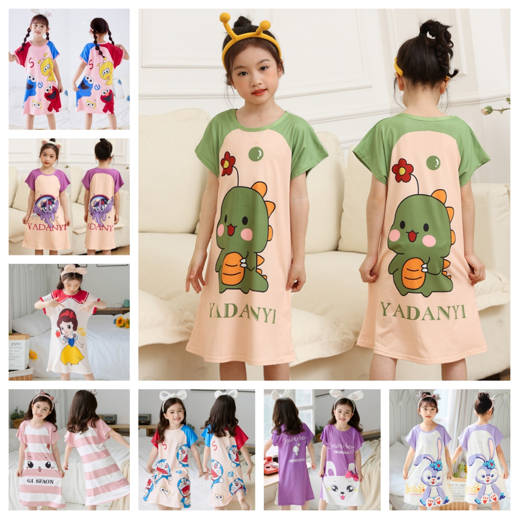 Đầm Ngủ Ngắn Tay Thời Trang Xinh Xắn Dành Cho Bé Gái