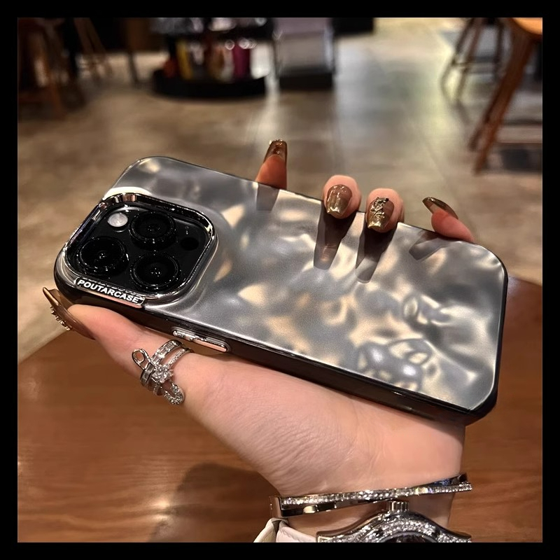 Sang Trọng Ốp Điện Thoại Silicon Mềm Phối Lá Thiếc Bạc Thời Trang Dành Cho iphone 15 pro max 13 14 11 12 pro max 14 15 plus