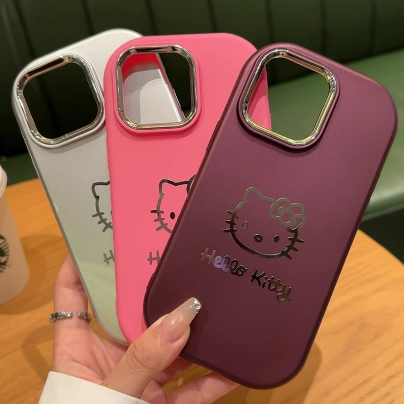 Ôp Điện Thoại Silicon Dẻo Tráng Gương Họa Tiết Hoạt Hình hello kitty Cho iphone15 14 13 12 11 pro max ixs max Ốp