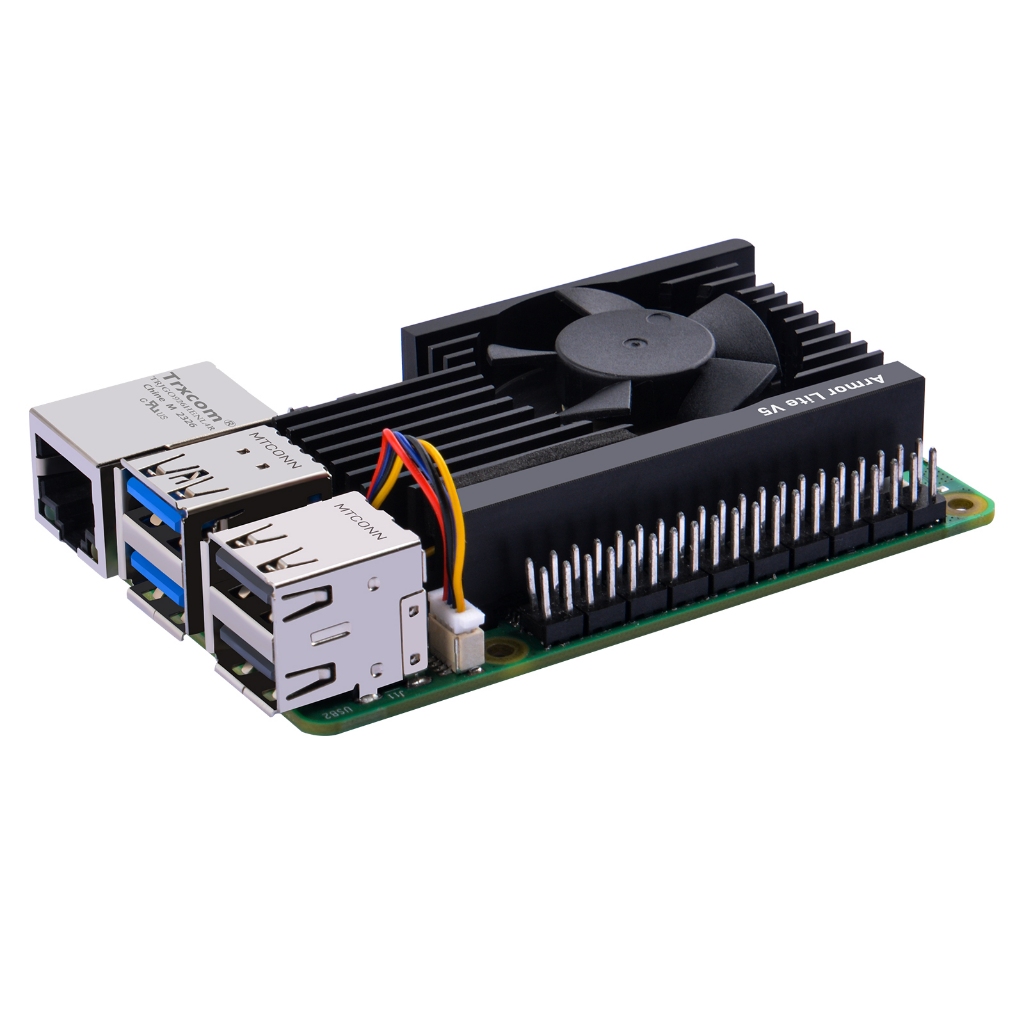 52Pi Raspberry Pi 5 Armor Lite V5, Raspberry Pi 5 Quạt làm mát tốc độ có thể điều chỉnh, quạt làm má