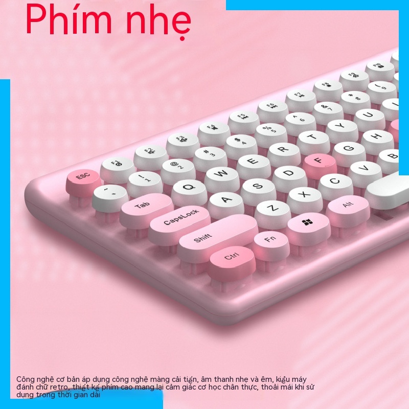 Dễ Thương Bộ Bàn Phím Và Chuột Không Dây 86 Phím Phối Màu Thời Trang