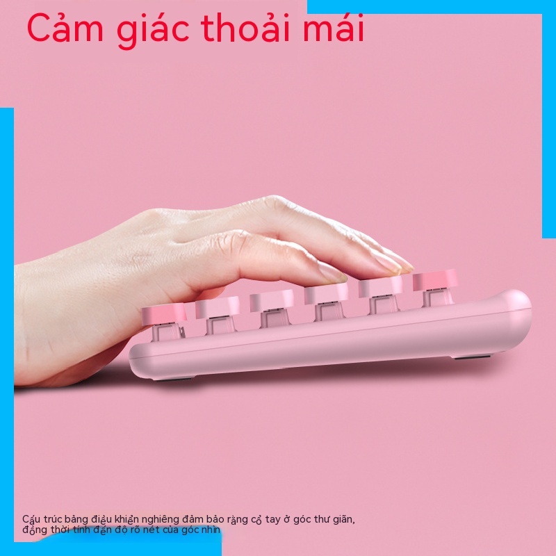 Dễ Thương Bộ Bàn Phím Và Chuột Không Dây 86 Phím Phối Màu Thời Trang