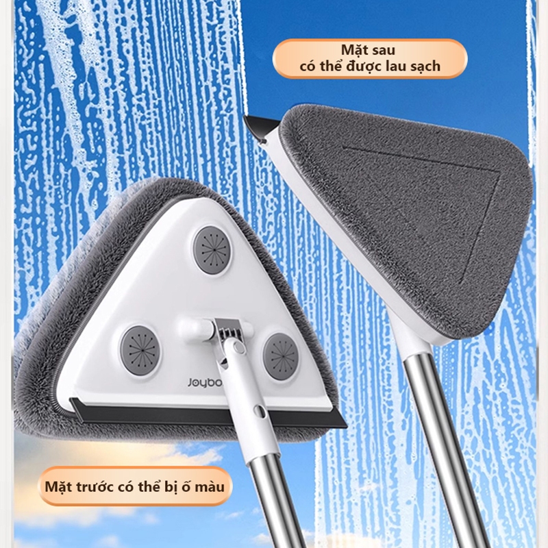 Joybos Cây lau kính thông minh cán dài 135cm hai mặt chuyên dụng, cây lau kiếng vừa lau vừa gạt hai trong một 2 bông lau