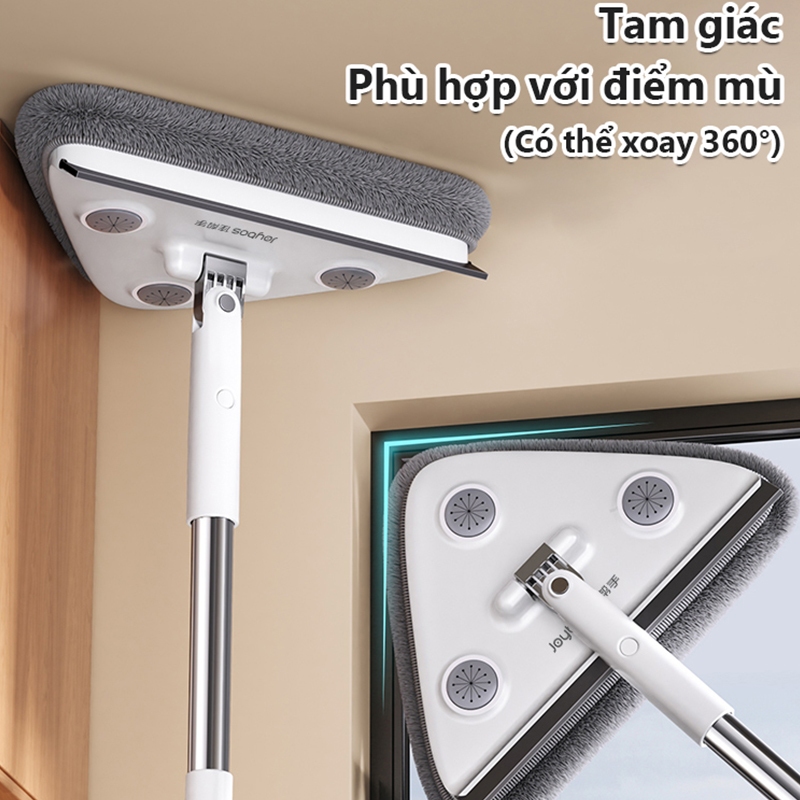 Joybos Cây lau kính thông minh cán dài 135cm hai mặt chuyên dụng, cây lau kiếng vừa lau vừa gạt hai trong một 2 bông lau